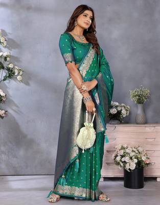 Rama faux banarasi silk blend jacquard weaving saree 5