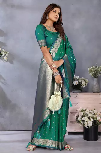 Rama faux banarasi silk blend jacquard weaving saree