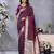 Wine color banarasi silk jacquard weving trendy partywear saree