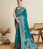 Rama table printed with foil cotton blended saree