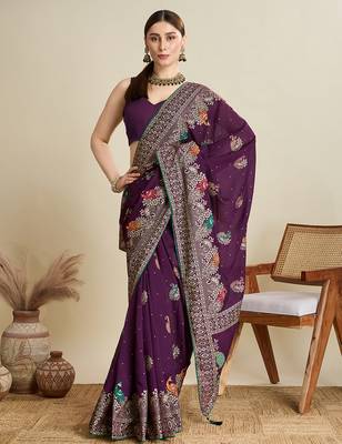 Wine table printed with foil cotton blended saree 5