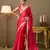 Red color organza fabric lace work ceremonial saree