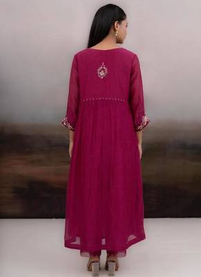 Rani pink gold rose dress with dupatta 2