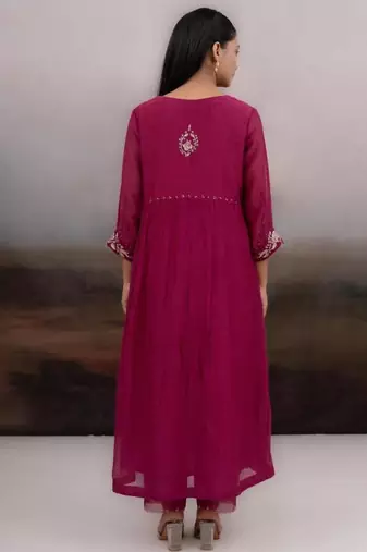 Rani pink gold rose dress with dupatta