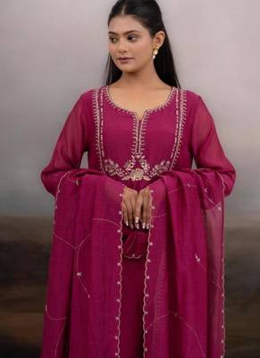 Rani pink gold rose dress with dupatta 3