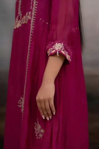 Rani pink gold rose dress with dupatta