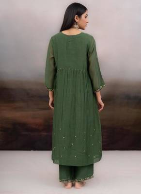 Green falling stars dress with dupatta 5