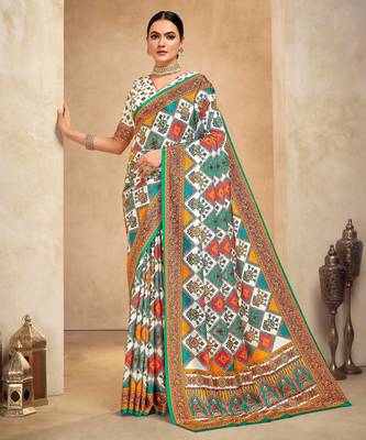 Multi crepe silk blend digital foil printed saree 1
