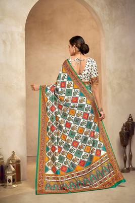 Multi crepe silk blend digital foil printed saree 2