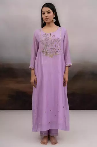 Lavender falling stars dress with dupatta