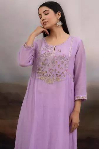 Lavender falling stars dress with dupatta