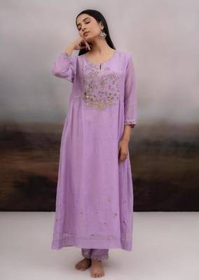 Lavender falling stars dress with dupatta 4