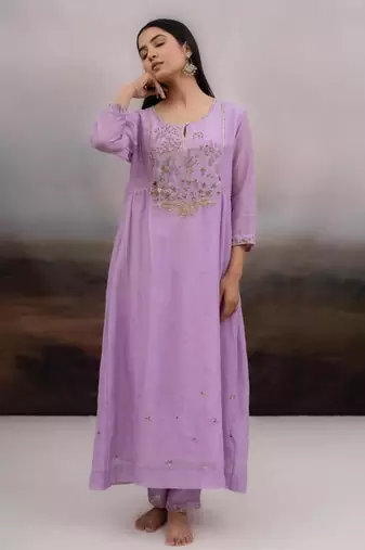 Lavender falling stars dress with dupatta
