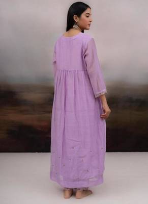 Lavender falling stars dress with dupatta 5