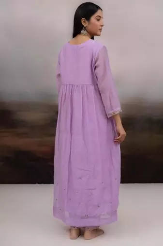 Lavender falling stars dress with dupatta