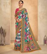 Multy color crepe silk fabric digital foil printed saree