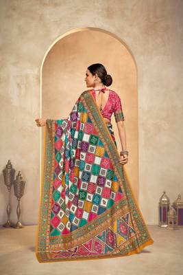 Multy crepe silk blend digital foil printed saree 2