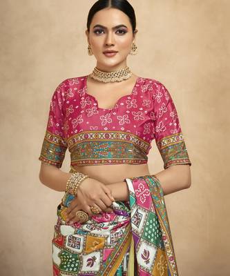 Multy crepe silk blend digital foil printed saree 4