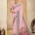 Pink color crepe silk fabric digital foil printed saree
