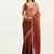 Rust color satin fabric embellished beads and stones work fancy saree