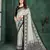 White sophisticated digital foil printed crepe silk saree