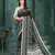 Black color sophisticated digital foil printed crepe silk saree