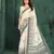 White color sophisticated digital foil printed crepe silk saree