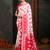 White & red color linen cotton wevon jacquard designer saree