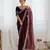Coffee twill net sequins work saree