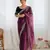 Wine color twill net fabric glamorous bollywood style sequins work saree