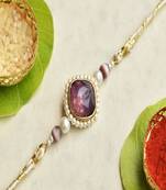 Royal amethyst pearl rakhi with roli chawal capsules