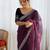 Wine color twill net fabric glamorous bollywood style sequins work saree