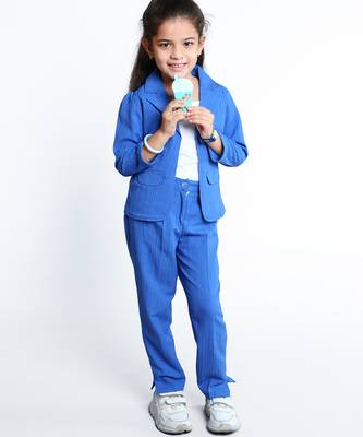 Royal blue stylish solid co-ord set 1
