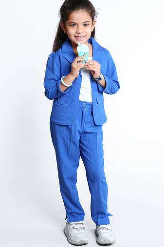 Royal blue stylish solid co-ord set