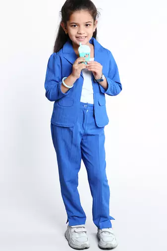 Royal blue stylish solid co-ord set