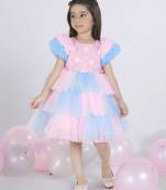 Blue floral embellished party frock