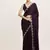 Embellished beads and stones work purple color satin fabric rich ceremonial saree
