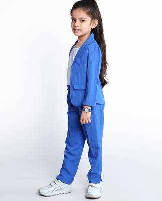 Royal blue stylish solid co-ord set 2