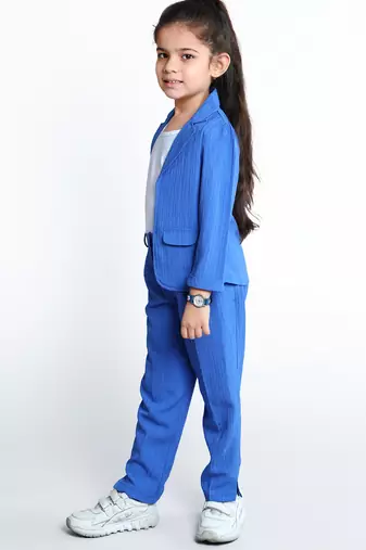 Royal blue stylish solid co-ord set