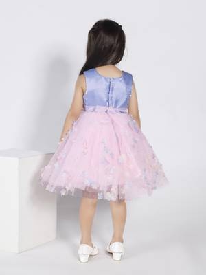 Baby pink floral applique party frock 2