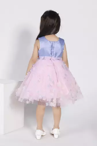 Baby pink floral applique party frock