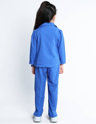 Royal blue stylish solid co-ord set 4