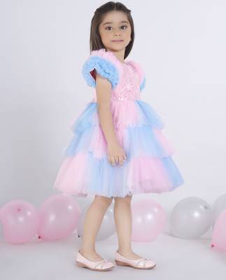 Blue floral embellished party frock 3