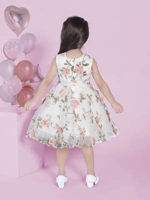 Off-white floral 3d applique prited party frock 4