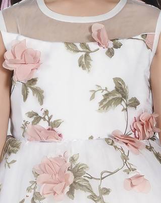Off-white floral 3d applique prited party frock 5