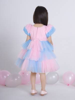 Blue floral embellished party frock 4