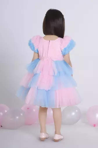 Blue floral embellished party frock
