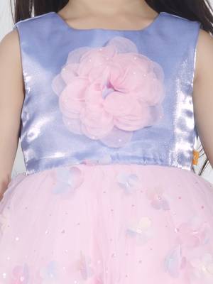 Baby pink floral applique party frock 5