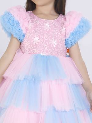 Blue floral embellished party frock 5