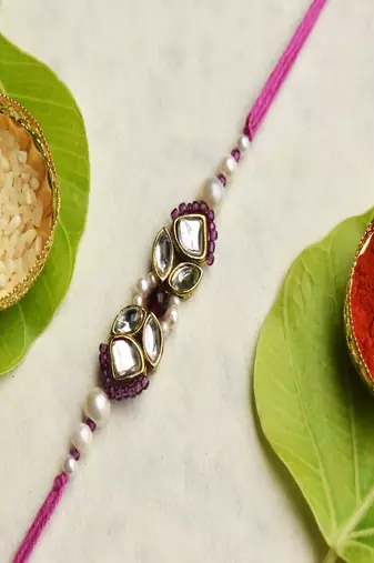 Kundan noor rakhi with roli chawal capsules